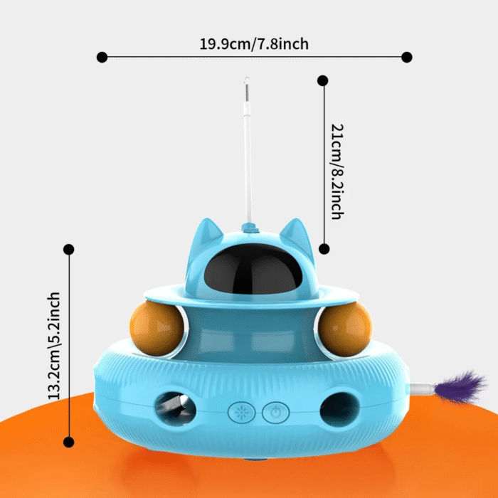 4 in 1 Indoor Interactive Cat Toy with Laser & Retractable Feather Wand, USB Rechargeable, Blue - Image 7