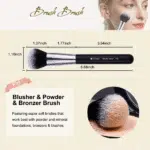 Makeup Brushes 3Pcs Foundation Contour Bronzer Brush,Concealer Brush,Blusher Powder Brush, Face Kabuki Travel Buffing Stippling Liquid Blending Makeup Brush Set Black - Image 4
