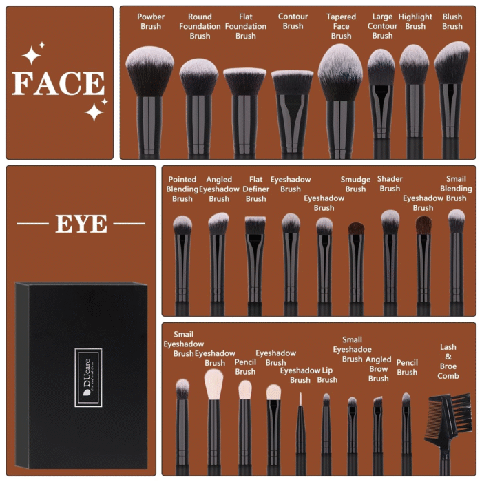 Professional Makeup Brushes Set 27Pcs Makeup Brush Set Premium Synthetic Kabuki Foundation Blending Face Powder Blush Concealers Eye Shadows Brushes - Image 3