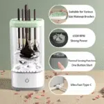 Electric Makeup Brush Cleaner Machine Ultra Fast Type-C Make up Brush Washer Automatic Energy Saving Brush Deep Cleanser Tool Quick Efficient Clean and Dry Ultra for All Size Makeup Brush - Image 3