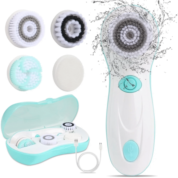 Facial Cleansing Brush Electric Face Brush Scrubber for Exfoliating with 4 Cleanser Heads, 2 Speeds - Image 1