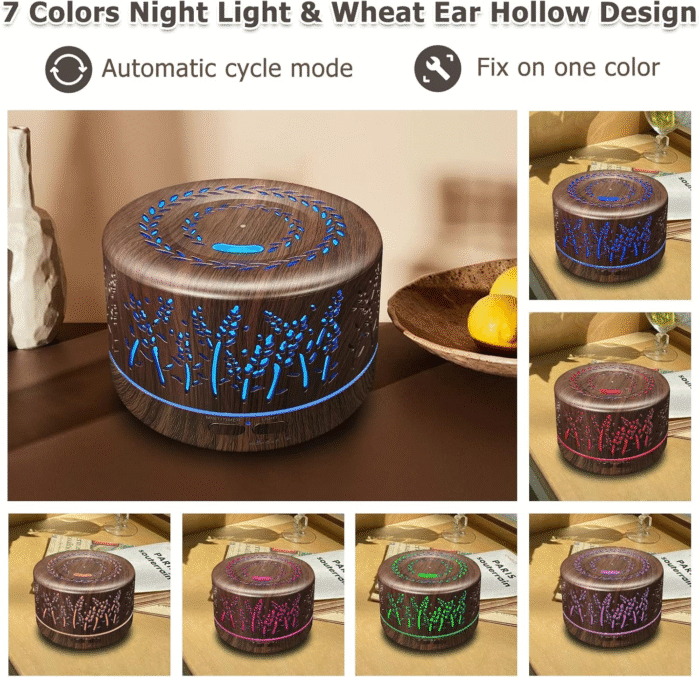 Diffusers for Essential Oils Large Room 600Ml,Essential Oil Diffusers for Home with R/C,Cool Mist Humidifier,7 Colors Lights & 3 Mist Mode Waterless Auto off for Office - Image 4