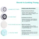 Facial Cleansing Brush Electric Face Brush Scrubber for Exfoliating with 4 Cleanser Heads, 2 Speeds - Image 5