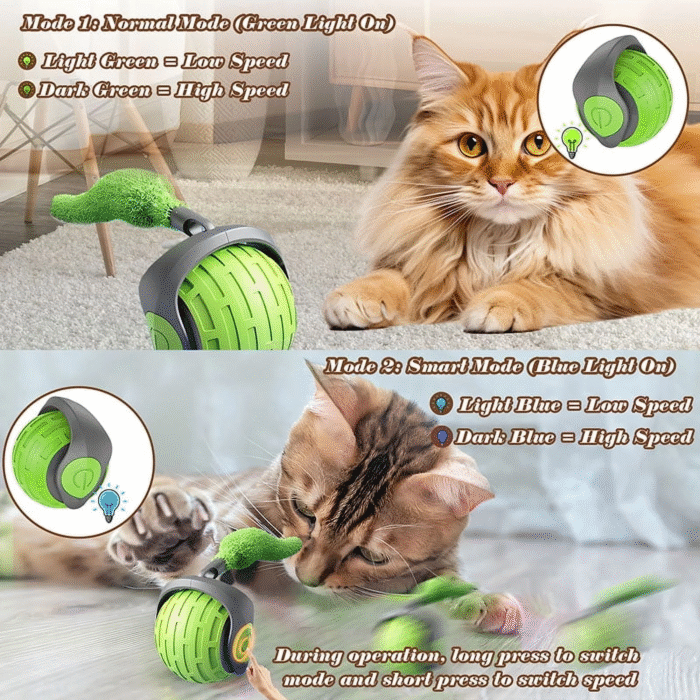 Cat Interactive Ball Toys Rolling Ball Faux Tail Rechargeable Smart Pet Toys Interactive Toys for Indoor Cats（2Pcs)） - Image 5