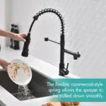 Kitchen Faucet,Kitchen Faucets with Pull down Sprayer  Commercial Style Single Handle Matte Black Kitchen Faucet with Sprayer - Image 6