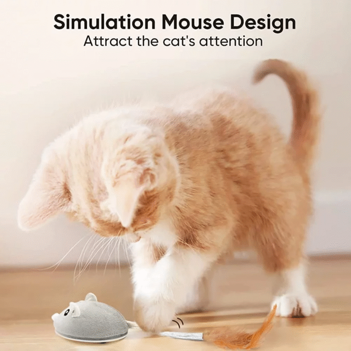 Cat Toys, Electronic Interactive Cat Toys for Indoor Cats, Automatic Cat Toys with Feather Tail, Smart Sensing Mouse Cat Toys with USB Rechargeable for Kitten Indoor Outdoor Activity - Image 7