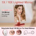 Cosmetic Vanity Mirror, Adjustable LED Light, 1X/10X Magnification, Rose Gold - Image 2
