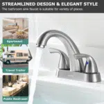 2-Handle Bathroom Sink Faucet with Drain Assembly and Supply Hose Lead-Free Cupc Lavatory Faucet Mixer Double Handle Tap Deck Mounted Brushed Nickel,13598 - Image 4