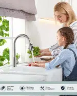 Kitchen Faucet with Sprayer, Kitchen Sink Faucet, SUS 304 Stainless Steel, High Arc Single Handle Brushed Nickel Kitchen Faucets with Pull down Sprayer, Pull Out Kitchen Faucet with Deck Plate - Image 2