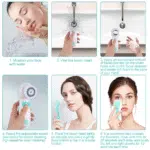 Facial Cleansing Brush Electric Face Brush Scrubber for Exfoliating with 4 Cleanser Heads, 2 Speeds - Image 9