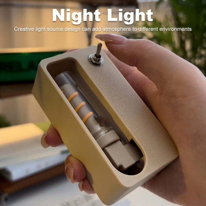 Mechanical Flip Magnetic Night Light – Stress Relief Ambient Lamp with Rechargeable Battery, Wooden Table Ornament for Bedroom & Camping - Image 2