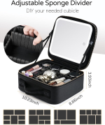Makeup Bag with LED Mirror, Travel Makeup Case with Lighted Mirror, Portable Makeup Organizer Cosmetic Train Case for Women Adjustable Dividers Beauty Tools Accessories - Image 3