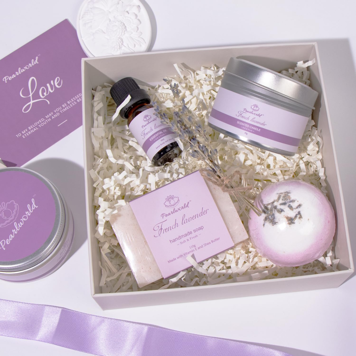Lavender Spa Gift Box for Women – 7-Piece Self-Care Bath Set with Candle, Soap, Bath Bomb, Salt Scrub & Essential Oils (Relaxing Birthday, Mother’s Day, or Thank You Gift) - Image 3