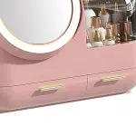 Mirror Fan Makeup Case, Portable Makeup Organizer with Mirror and LED Light, Cosmetic Storage Display Case,Large Capacity Mirror Makeup Storage Box for Women () - Image 8