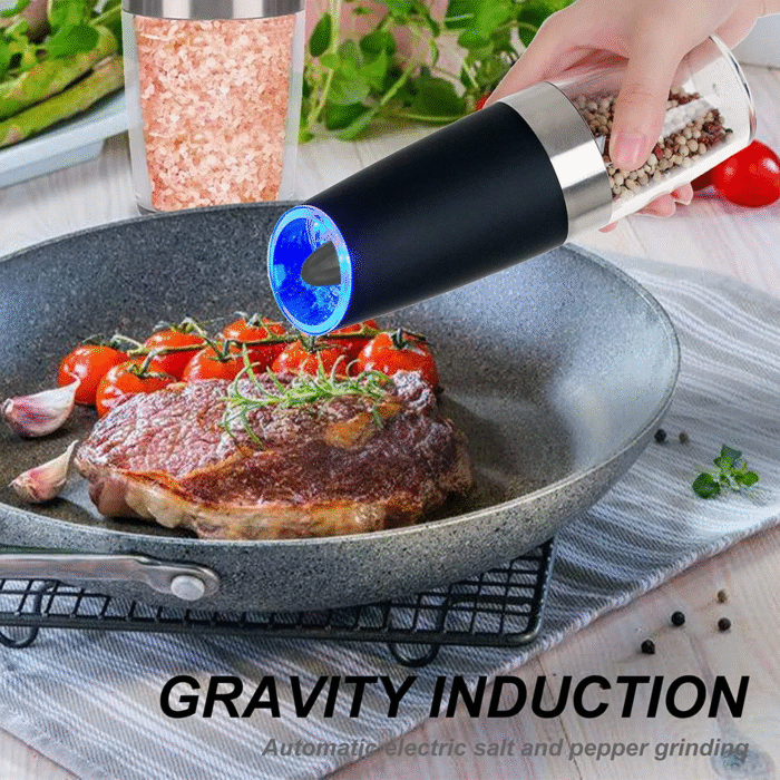 2 Piece Set Electric Salt and Pepper Grinder Set , Adjustable Coarseness Mill Grinders Stainless Steel - Image 2