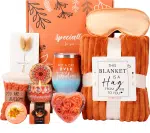 Fall Gifts Basket for Women – Cozy Spa Gift Set with Blanket, Candle, Socks, Wine Tumbler & Self-Care Essentials (Autumn, Birthday, Thanksgiving, Christmas, Get Well)