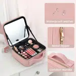 Makeup Bag with Led Mirror 3 Modes Lights Makeup Bag with Vanity Mirror with Lights Travel Makeup Case with Lighted Mirror - Image 7