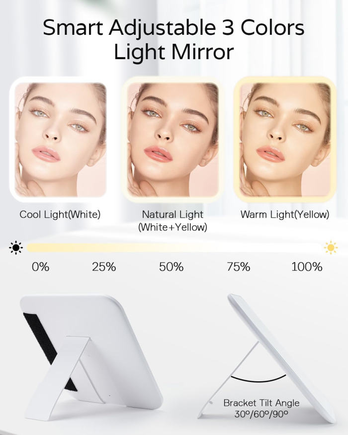 Makeup Bag with LED Mirror, Travel Makeup Case with Lighted Mirror, Portable Makeup Organizer Cosmetic Train Case for Women Adjustable Dividers Beauty Tools Accessories - Image 4