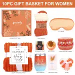 Fall Gifts Basket for Women – Cozy Spa Gift Set with Blanket, Candle, Socks, Wine Tumbler & Self-Care Essentials (Autumn, Birthday, Thanksgiving, Christmas, Get Well) - Image 2