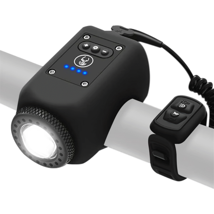 ABMO Bike Light and Horn 2-In-1 Set for Night Riding, Night Cycling Flashlight Accessories, 4 Light Modes, Ipx5 Black - Image 1