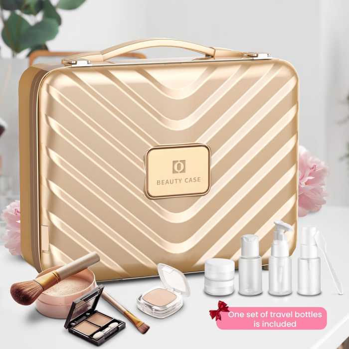 Travel Makeup Case with Lighted Mirror, Rechargeable LED Makeup Mirror Travel Case with 3 Color Modes & Adjustable Brightness, Portable Makeup Storage Box for Girls, Women & Makeup Artist - Image 6