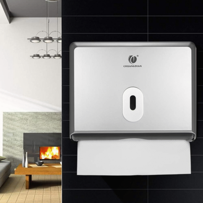 Commercial Toilet Tissue Dispenser, Paper Towel Dispenser, Wall-Mounted Bathroom Tissue Dispenser Tissue Box Holder for Multifold Paper Towels, Silver - Image 2