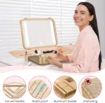Travel Makeup Case with Lighted Mirror, Rechargeable LED Makeup Mirror Travel Case with 3 Color Modes & Adjustable Brightness, Portable Makeup Storage Box for Girls, Women & Makeup Artist - Image 2