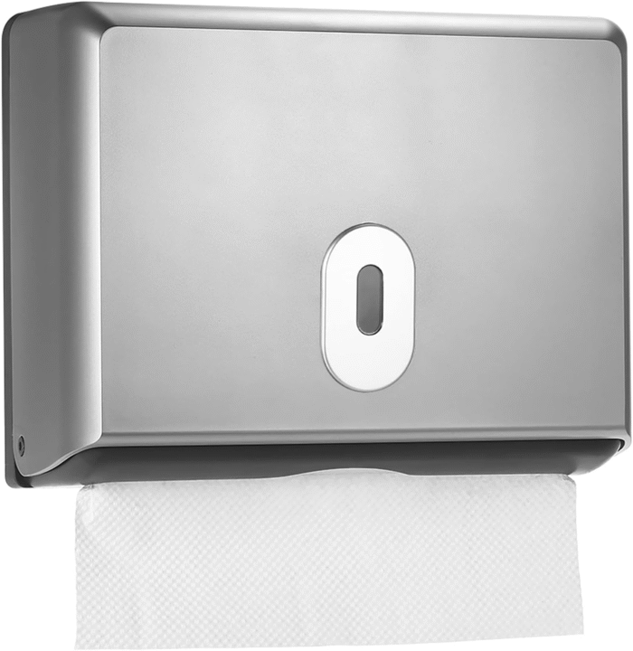 Commercial Toilet Tissue Dispenser, Paper Towel Dispenser, Wall-Mounted Bathroom Tissue Dispenser Tissue Box Holder for Multifold Paper Towels, Silver - Image 1
