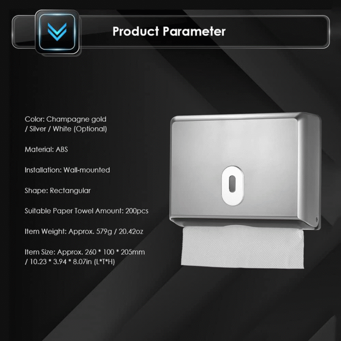 Commercial Toilet Tissue Dispenser, Paper Towel Dispenser, Wall-Mounted Bathroom Tissue Dispenser Tissue Box Holder for Multifold Paper Towels, Silver - Image 9