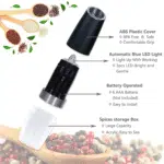 2 Piece Set Electric Salt and Pepper Grinder Set , Adjustable Coarseness Mill Grinders Stainless Steel - Image 4