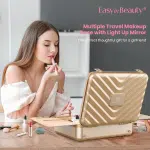 Travel Makeup Case with Lighted Mirror, Rechargeable LED Makeup Mirror Travel Case with 3 Color Modes & Adjustable Brightness, Portable Makeup Storage Box for Girls, Women & Makeup Artist - Image 7