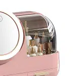 Mirror Fan Makeup Case, Portable Makeup Organizer with Mirror and LED Light, Cosmetic Storage Display Case,Large Capacity Mirror Makeup Storage Box for Women () - Image 7