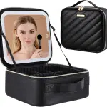 Travel Makeup Bag with Led Mirror, Portable Makeup Train Case Led Makeup Bag with Mirror Makeup Organizer Bag Travel Organizer Bag Makeup Case Ideal Gifts for Women