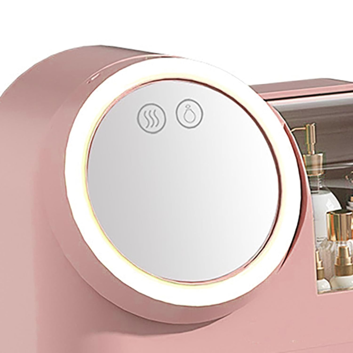 Mirror Fan Makeup Case, Portable Makeup Organizer with Mirror and LED Light, Cosmetic Storage Display Case,Large Capacity Mirror Makeup Storage Box for Women () - Image 9