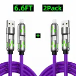 6.6Ft 4-In-1 Multi USB Charging Cable with USB A,Type C,Lightning-Max65W Fast Charging & Data Sync for Iphone16/15,Ipad Pro, Samsung & Laptops Fast Charger Usb Cable 4-In-1 Fast Breathing Light -Max 1 Usb-C Data 4 1 Charging Cable O - Image 8