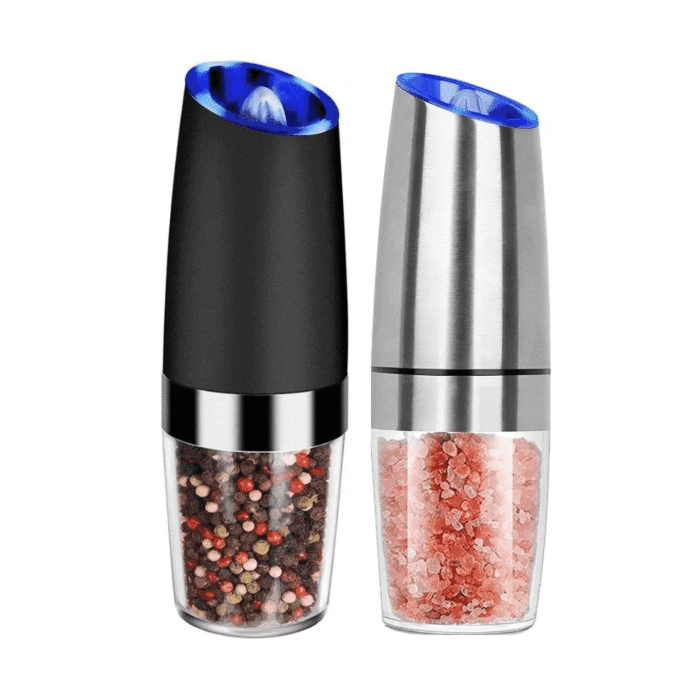 2 Piece Set Electric Salt and Pepper Grinder Set , Adjustable Coarseness Mill Grinders Stainless Steel - Image 1