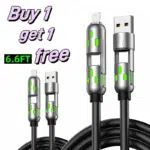 6.6Ft 4-In-1 Multi USB Charging Cable with USB A,Type C,Lightning-Max65W Fast Charging & Data Sync for Iphone16/15,Ipad Pro, Samsung & Laptops Fast Charger Usb Cable 4-In-1 Fast Breathing Light -Max 1 Usb-C Data 4 1 Charging Cable O - Image 11