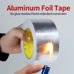 1Roll High Temperature Resistant Aluminum Foil Tape, Waterproof and Oil-Proof, Flame-Retardant and Sun-Proof, Hand-Tearable