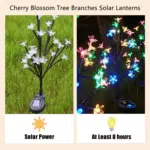 1 PC Solar Flower Pathway Lights Outdoor Sakura Tree Lighting 8 Modes Flush Mount Non-Detachable for Garden Lawn Patio Walkway - Image 4
