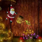 New Santa Claus Lantern Solar Luminous Water Bottle Hollow Outdoor Courtyard Decoration Metal Craft