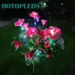 2Pack Sales Outdoor Courtyard Garden Decoration LED Floor Plug Lamp Simulation Flower Lamp, Solar Rhododendron Flower Lamp - Image 7