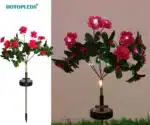 2Pack Sales Outdoor Courtyard Garden Decoration LED Floor Plug Lamp Simulation Flower Lamp, Solar Rhododendron Flower Lamp - Image 10