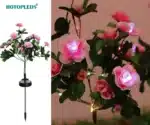 2Pack Sales Outdoor Courtyard Garden Decoration LED Floor Plug Lamp Simulation Flower Lamp, Solar Rhododendron Flower Lamp - Image 12