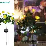 2Pack Sales Outdoor Courtyard Garden Decoration LED Floor Plug Lamp Simulation Flower Lamp, Solar Rhododendron Flower Lamp