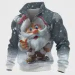 Men’s Christmas Santa Zip Sweatshirt – Winter Casual Pullover