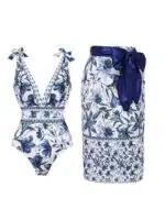 Women’s Printed Swimsuit & Pleated Skirt Set - Image 4