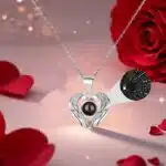 Multilingual I Love You Projection Necklace with Heart Wings - Image 2