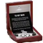 Engraved Stainless Steel Leather Bracelet with Magnetic Clasp - Image 5